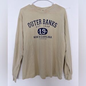 VINTAGE Outer Banks Comfort Colors Tan/Cream Colored Long Sleeve Shirt